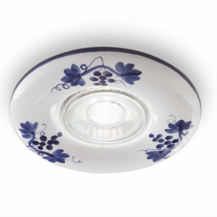 Faretto a Incasso Rotondo in Ceramica Vintage Decorata a Mano - Pescara Viadurini