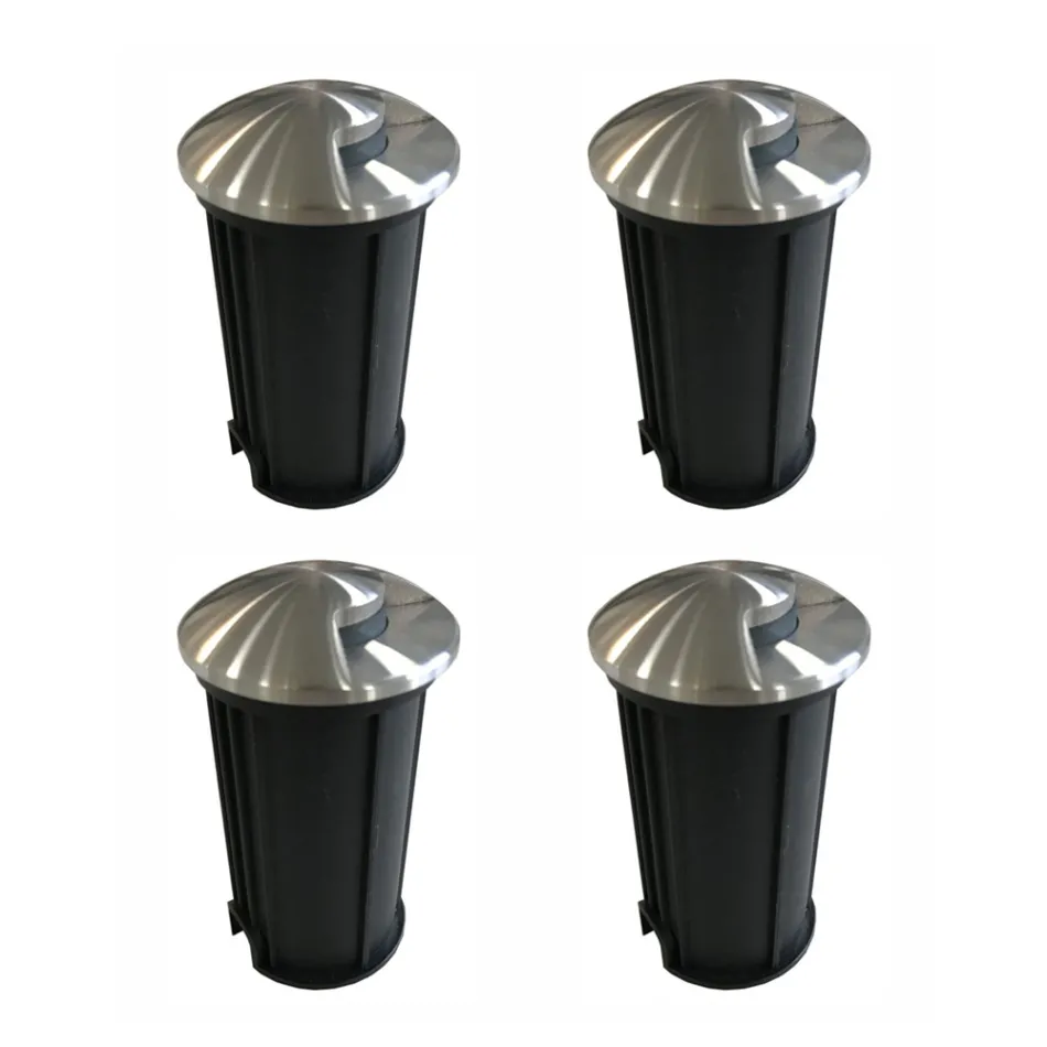 Faretto Rotondo a Led 2W per Esterno in Acciaio Inox, 4 Pezzi - Mayor Viadurini