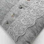 Federa Cuscini Letto in Lino Grigio con Pizzo Sinergia di Lusso Italiano - Stego Viadurini