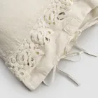 Federa in Lino con Pizzo Poema e Laccetti Burro o Nero Made in Italy - Masone Viadurini