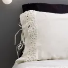 Federa in Lino con Pizzo Poema e Laccetti Burro o Nero Made in Italy - Masone Viadurini