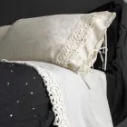 Federa in Lino con Pizzo Poema e Laccetti Burro o Nero Made in Italy - Masone Viadurini