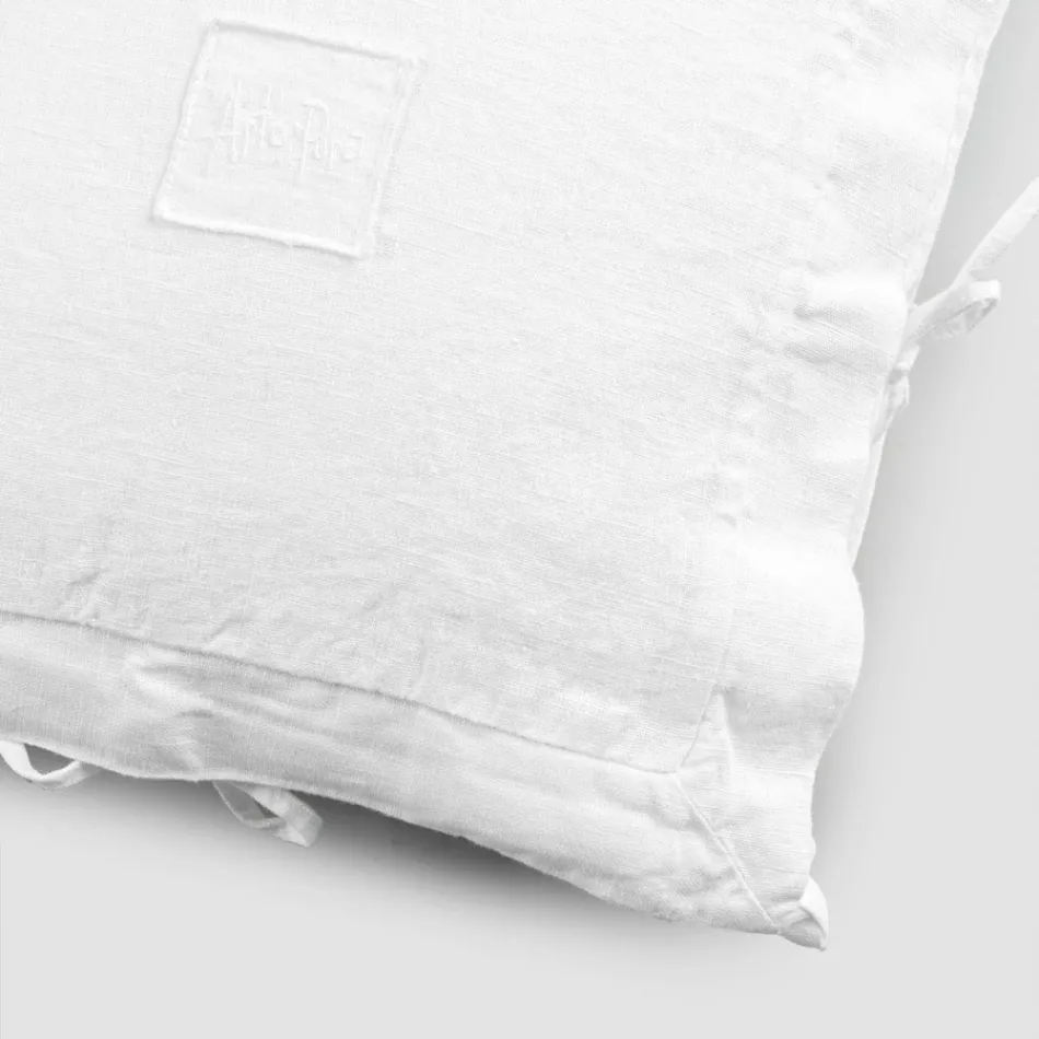 Federa Quadrata in Lino Pesante Bianco e Laccetti Made in Italy - Matero Viadurini