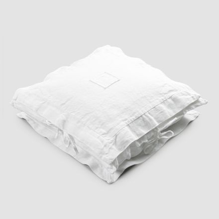 Federa Quadrata in Lino Pesante Bianco e Laccetti Made in Italy - Matero Viadurini