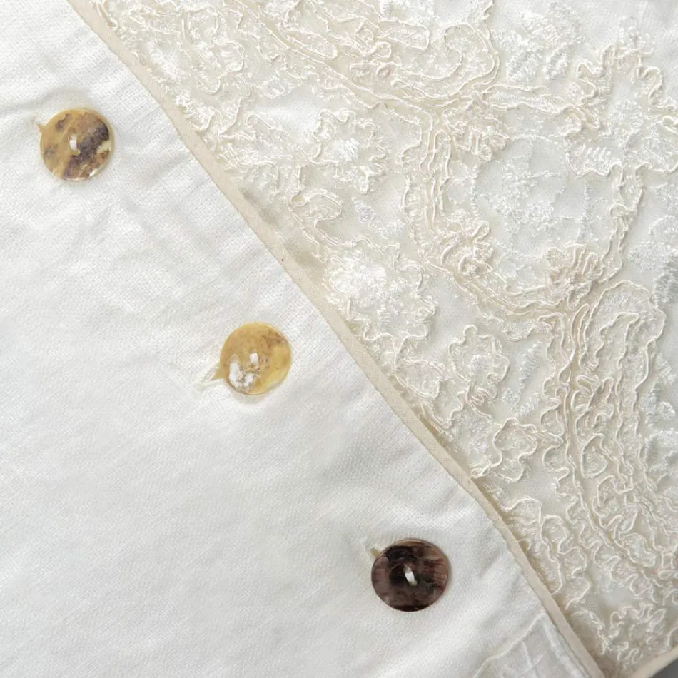 Federa Rettangolare con Pizzo Elegante in Lino Bianco Design da Letto - Gioiano Viadurini