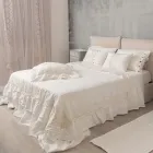 Federa Rettangolare con Pizzo Elegante in Lino Bianco Design da Letto - Gioiano Viadurini