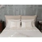 Federa Rettangolare con Pizzo Elegante in Lino Bianco Design da Letto - Gioiano Viadurini