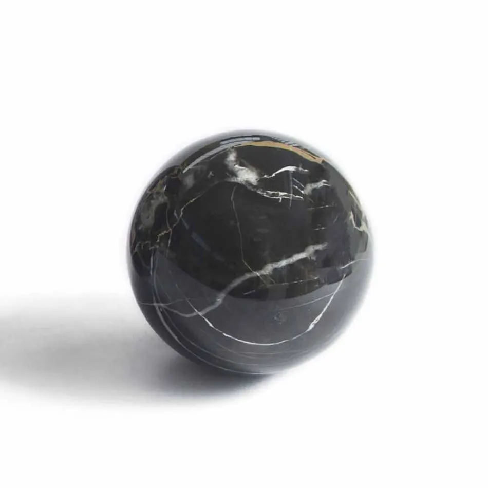 Fermacarte a Sfera in Marmo Nero Portoro Lucido Design Moderno 2 Misure - Sphere Viadurini