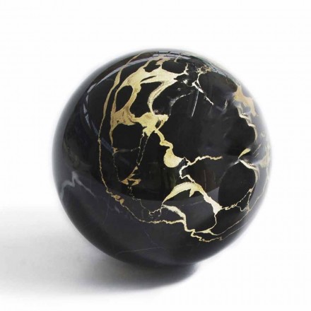 Fermacarte a Sfera in Marmo Nero Portoro Lucido Design Moderno 2 Misure - Sphere Viadurini