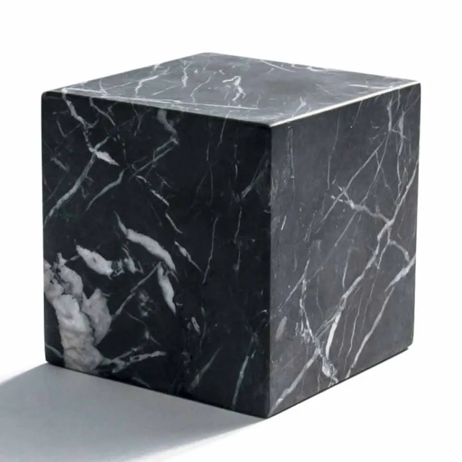 Fermacarte Cubo Moderno in Marmo Nero Marquinia Satinato Made in Italy - Qubino Viadurini