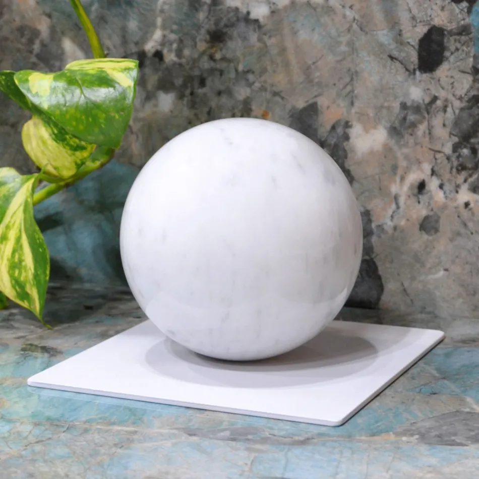 Fermacarte in Metallo con Sfera in Marmo Made in Italy - Watari Viadurini