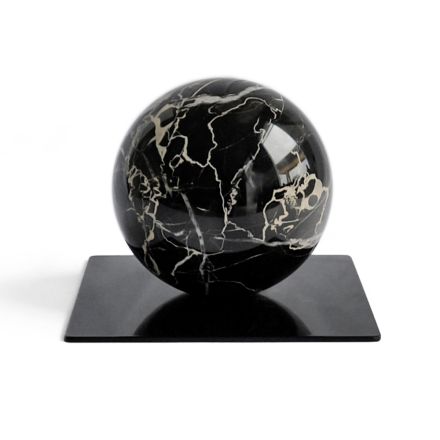 Fermacarte in Metallo con Sfera in Marmo Made in Italy - Watari Viadurini