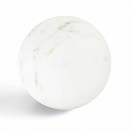 Fermacarte Moderno a Sfera in Marmo Bianco Satinato Italiano, 2 Pezzi - Sphere Viadurini