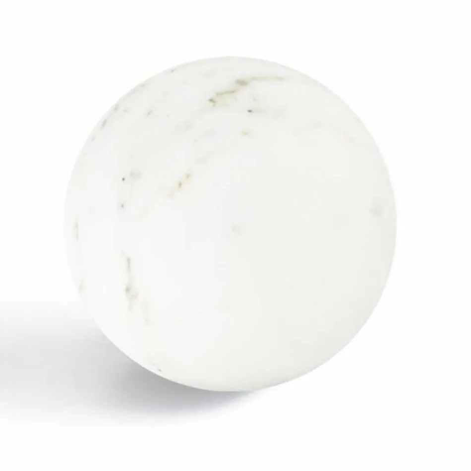 Fermacarte Moderno a Sfera in Marmo Bianco Satinato Italiano, 2 Pezzi - Sphere Viadurini