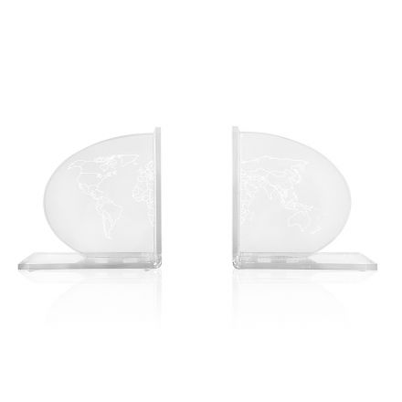 Fermalibri in Plexiglass Trasparente Design con Mappa 2 Pezzi - Aretone Viadurini