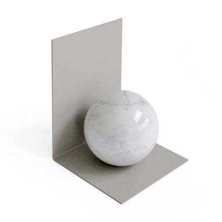 Fermalibro in Metallo con Sfera in Marmo Made in Italy - Akira Viadurini