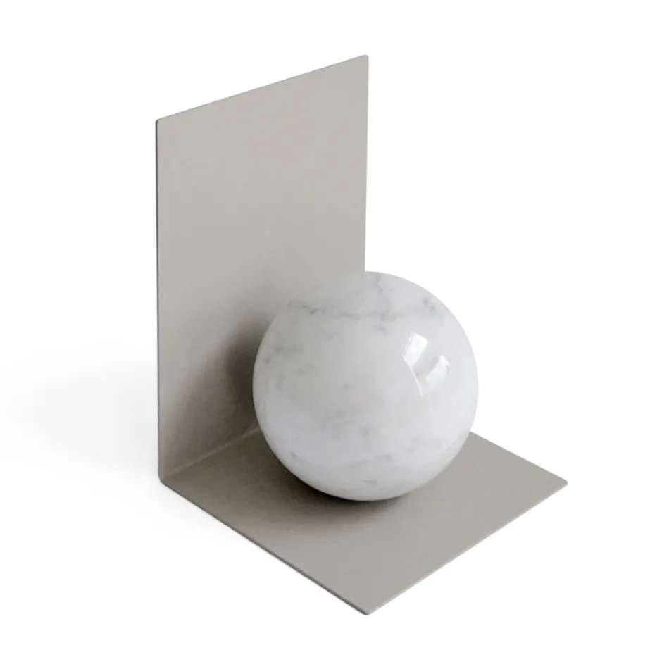 Fermalibro in Metallo con Sfera in Marmo Made in Italy - Akira Viadurini