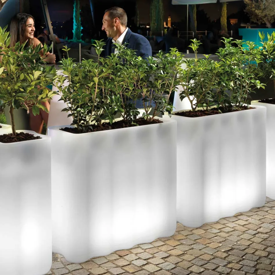 Fioriera Luminosa Due Alimentazioni e Colori in Polietilene Made in Italy - Barbia Viadurini