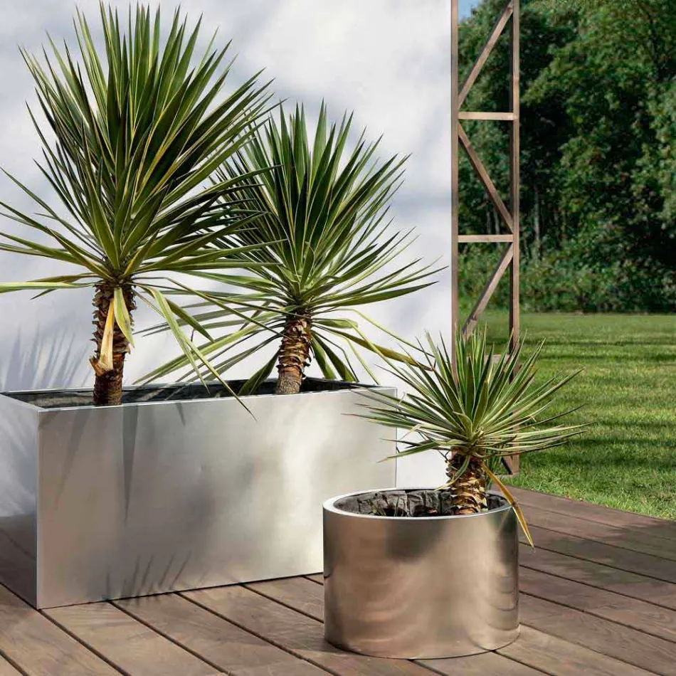 Fioriera Tonda/Rettangolare da Giardino Design in Acciaio Made in Italy - Philly Viadurini