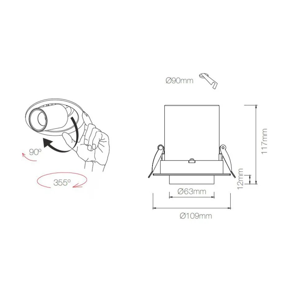 Fotoproiettore Plafoniera Led Orientabile da Interno in Alluminio - Etrusca Viadurini