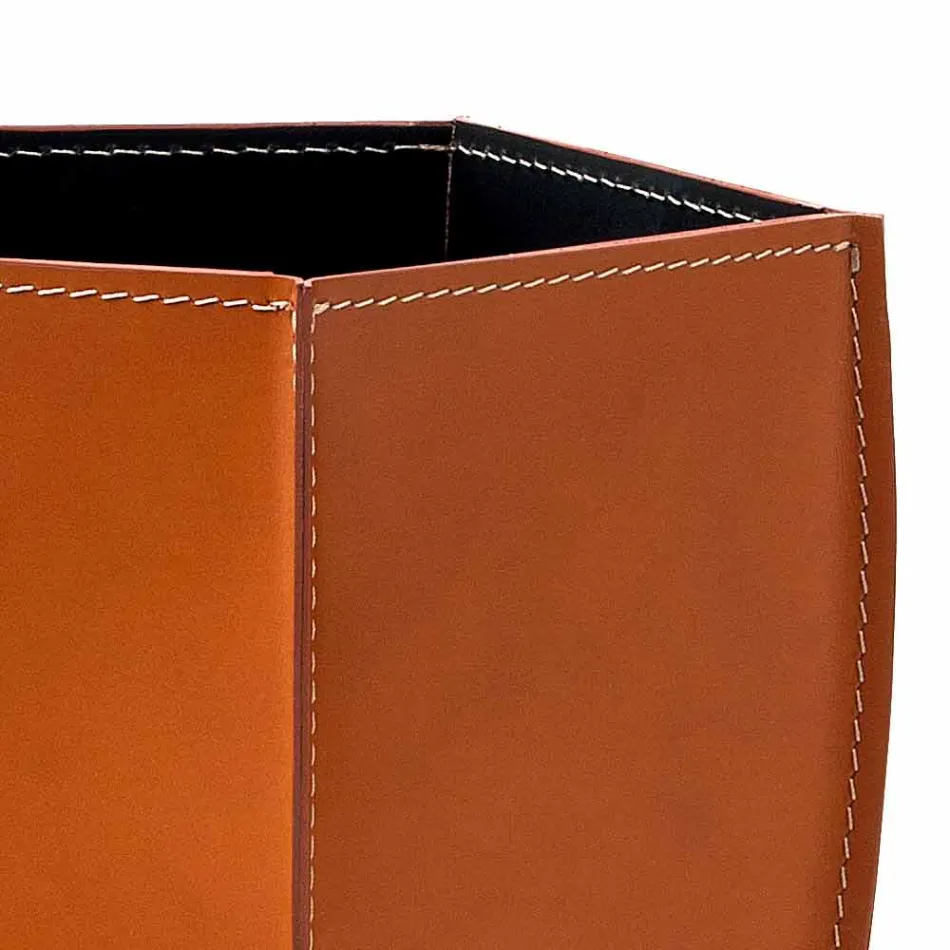 Gettacarte di design in cuoio rigenerato Poligiono, fatto in Italia Viadurini