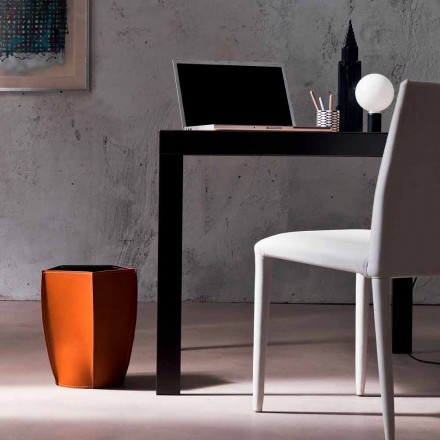 Gettacarte di design in cuoio rigenerato Poligiono, fatto in Italia Viadurini