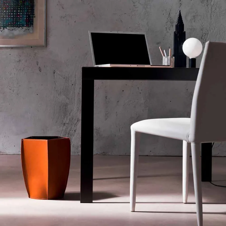 Gettacarte di design in cuoio rigenerato Poligiono, fatto in Italia Viadurini