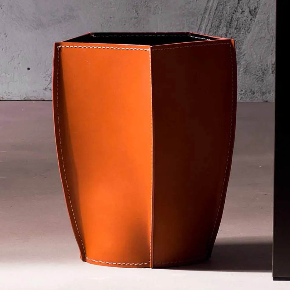 Gettacarte di design in cuoio rigenerato Poligiono, fatto in Italia Viadurini