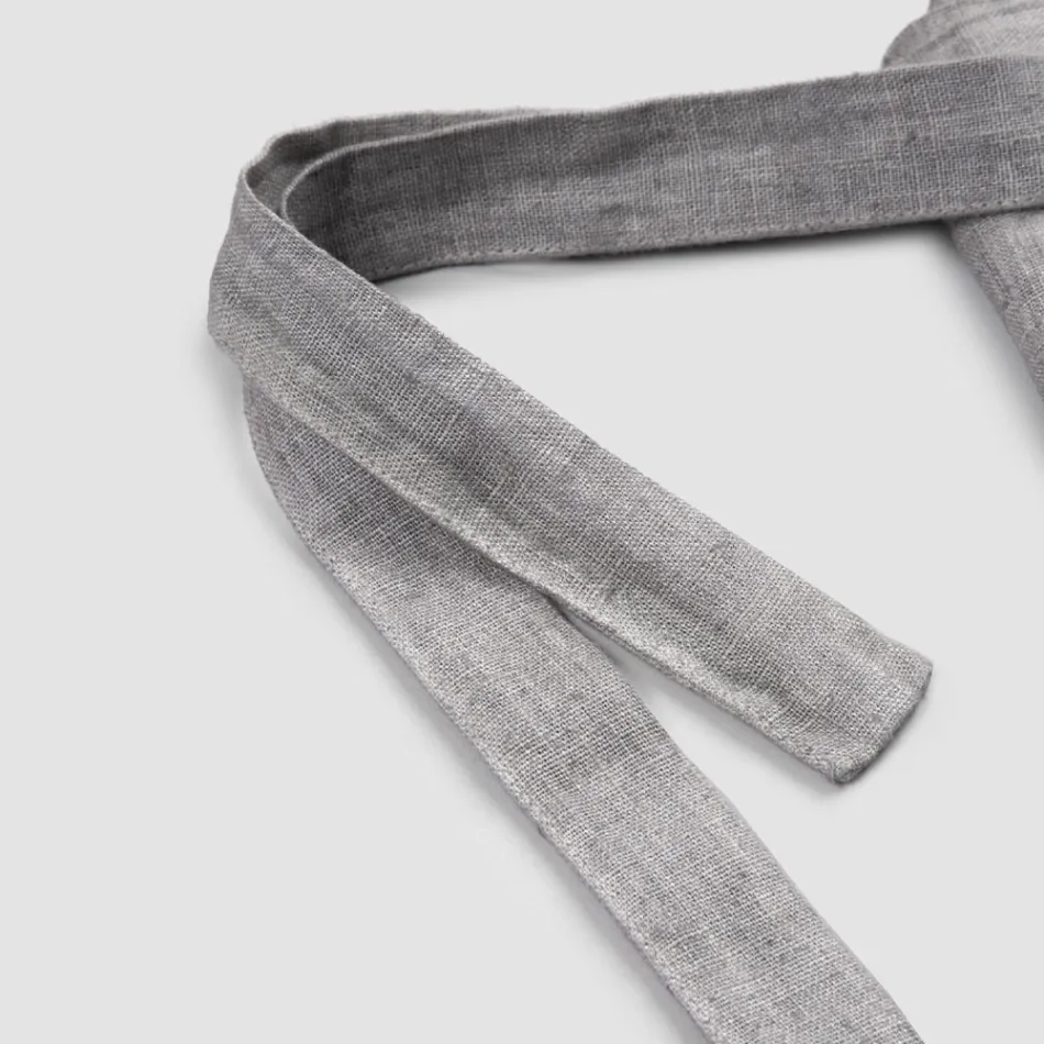 Grembiule da Cucina in Lino Grigio Antracite Modello Basso con Taschino - Flick Viadurini