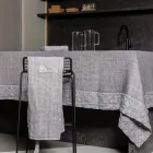 Grembiule da Cucina in Lino Grigio Antracite Modello Basso con Taschino - Flick Viadurini