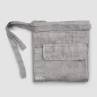Grembiule da Cucina in Lino Grigio Antracite Modello Basso con Taschino - Flick Viadurini