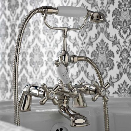 Gruppo Bordo Vasca Classico con Doccetta in Ottone Made in Italy - Ercolina Viadurini