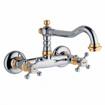 Gruppo Stile Classico per Lavabo Cucina a Parete in Ottone Made in Italy - Limo Viadurini