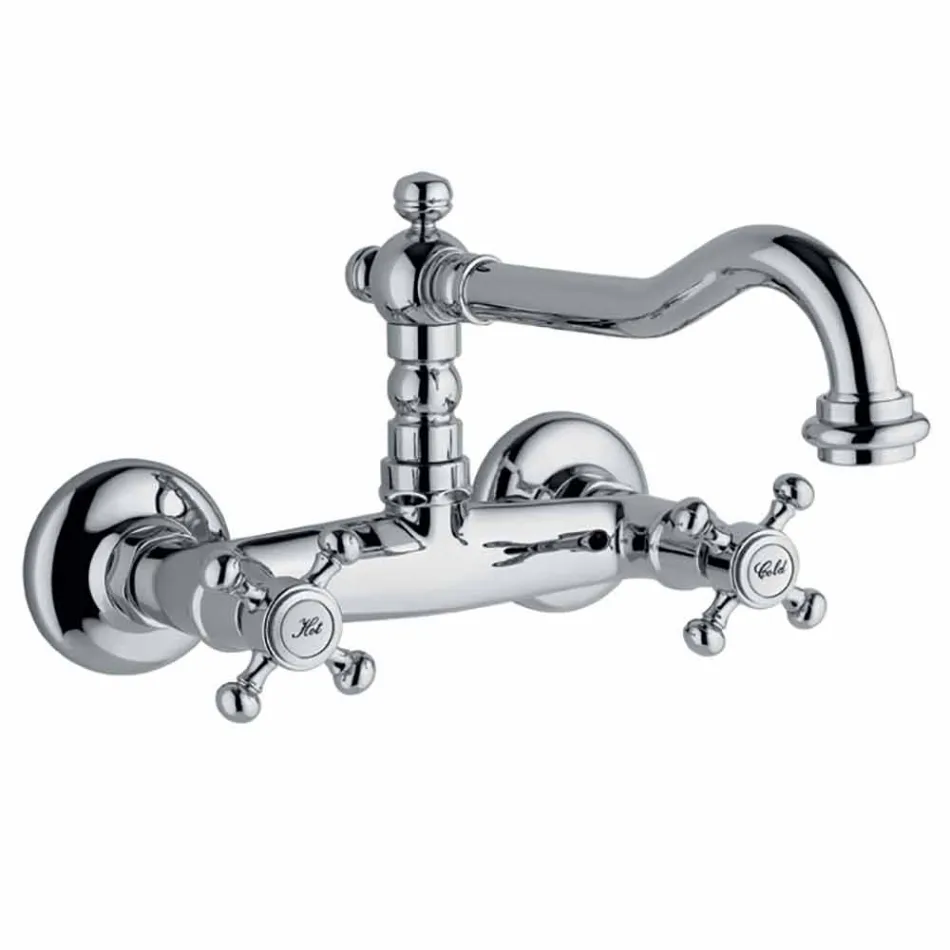 Gruppo Stile Classico per Lavabo Cucina a Parete in Ottone Made in Italy - Limo Viadurini