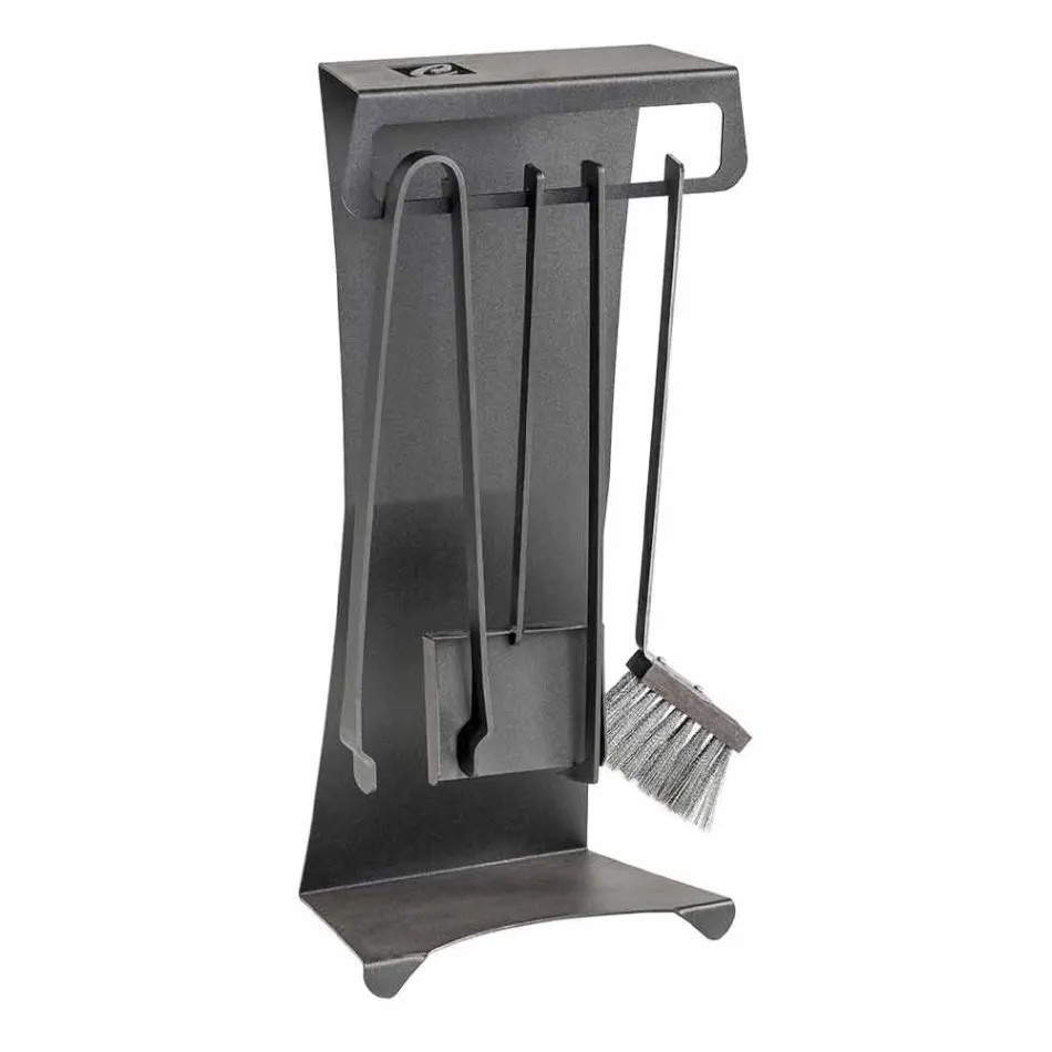 Insieme di 4 Strumenti da Camino in Acciaio di Design Made in Italy - Chandler Viadurini