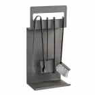 Insieme di 4 Strumenti in Acciaio Nero per il Camino Made in Italy - Rachel Viadurini