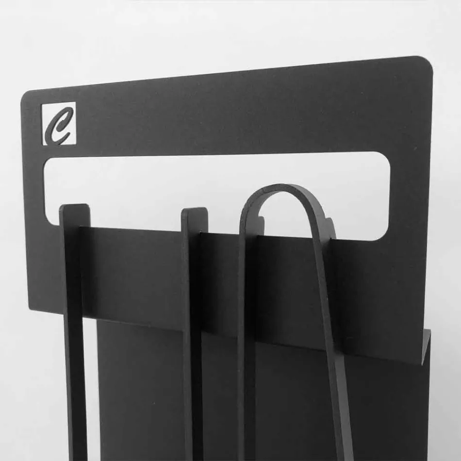Insieme di Strumenti di Design per Camino in Acciaio Nero Made in Italy - Ostro Viadurini