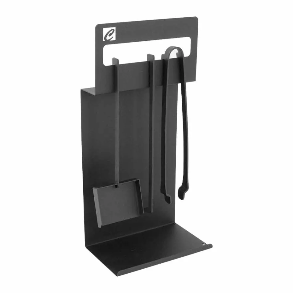 Insieme di Strumenti di Design per Camino in Acciaio Nero Made in Italy - Ostro Viadurini