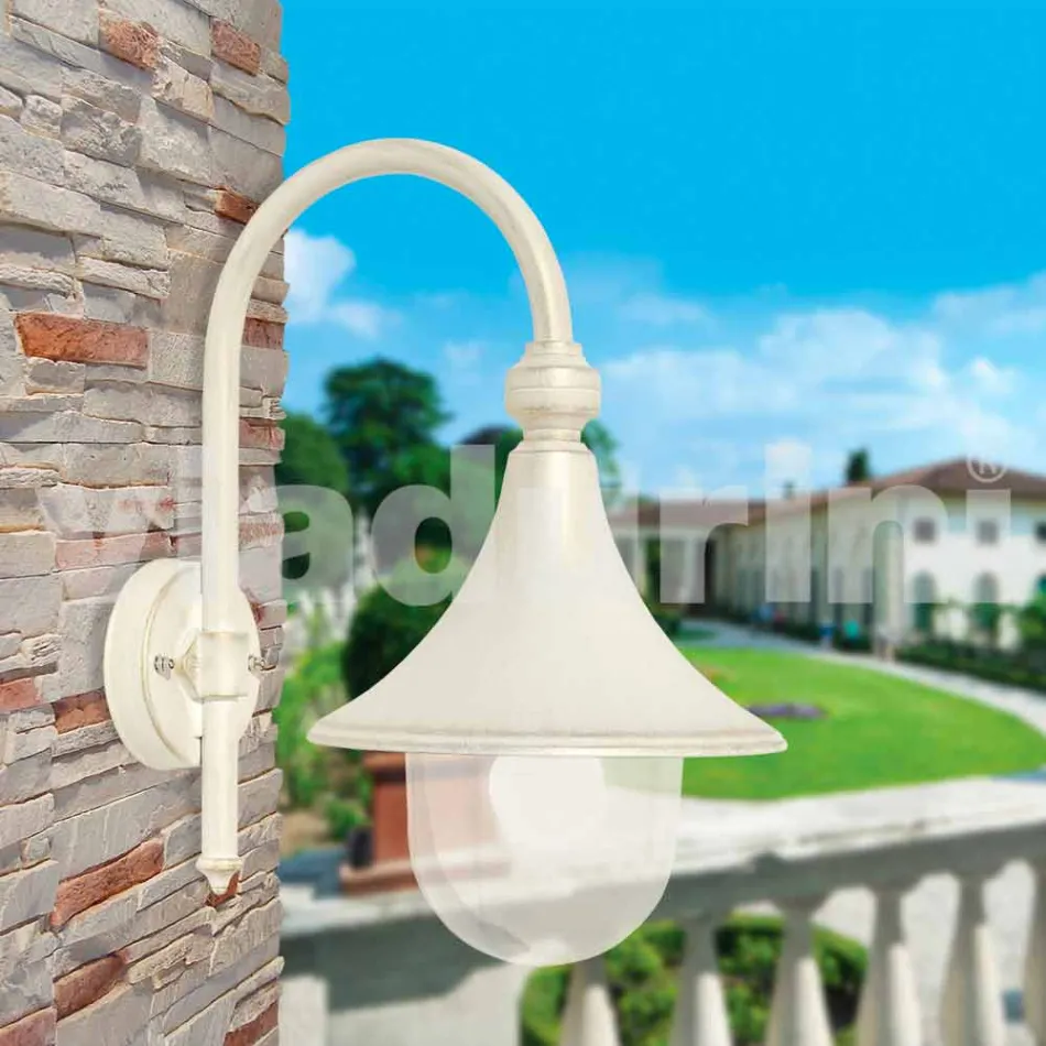 Lampada a muro da giardino in alluminio bianco made in Italy, Anusca Viadurini