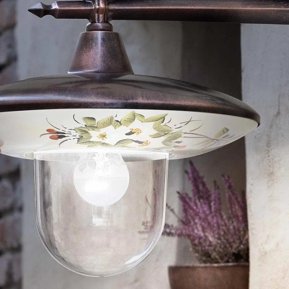 Lampada a Muro Giardino in Alluminio Nero Fiori Dipinti a Mano - Latina Viadurini