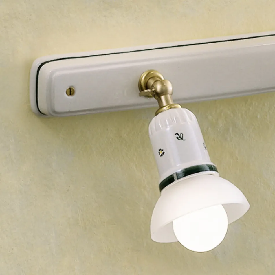 Lampada a Parete 2 o 3 Faretti Ottone e Ceramica Dipinta a Mano - Savona Viadurini