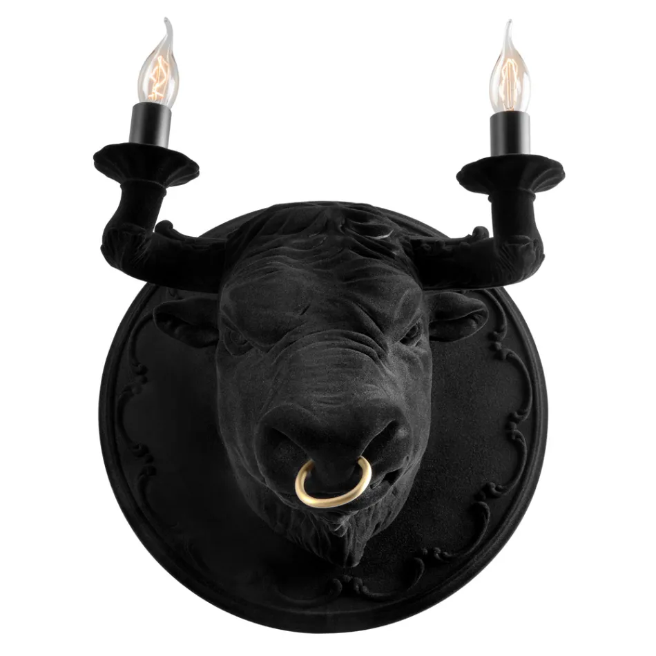 Lampada a Parete a 2 Luci in Ceramica Design a Forma di Toro - Marrena Viadurini