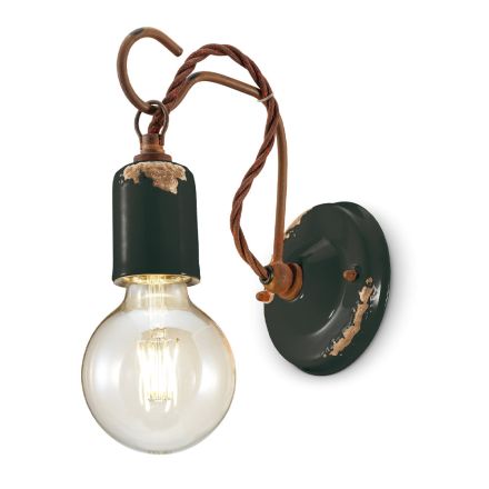 Lampada a Parete Artigianale Industriale in Ferro e Ceramica - Vintage Viadurini