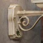 Lampada a Parete in Alluminio Bianco e Decoro Dipinto a Mano - Gorizia Viadurini