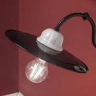 Lampada a Parete in Ceramica Bianca e Metallo Nero Stile Vintage - Potenza Viadurini