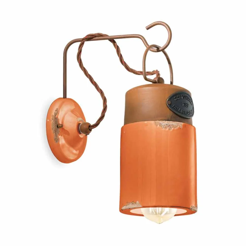 Lampada a parete in ceramica e ferro ruggine Desiree Ferroluce Viadurini