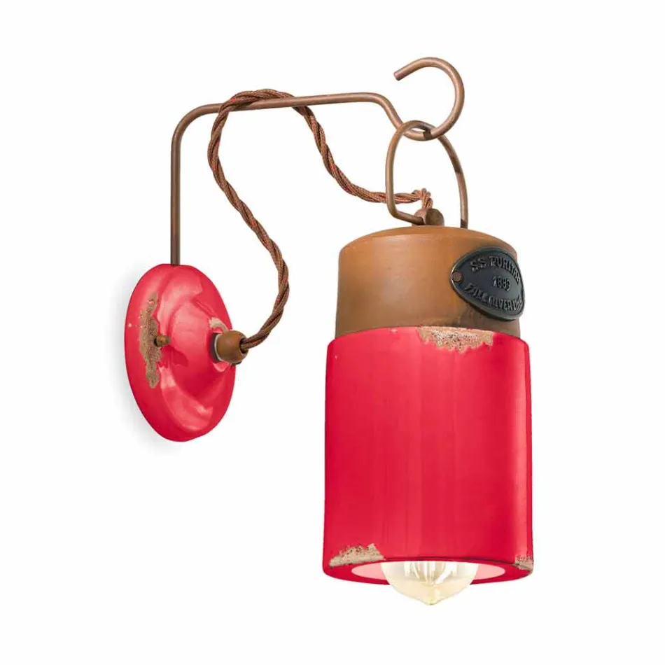 Lampada a parete in ceramica e ferro ruggine Desiree Ferroluce Viadurini