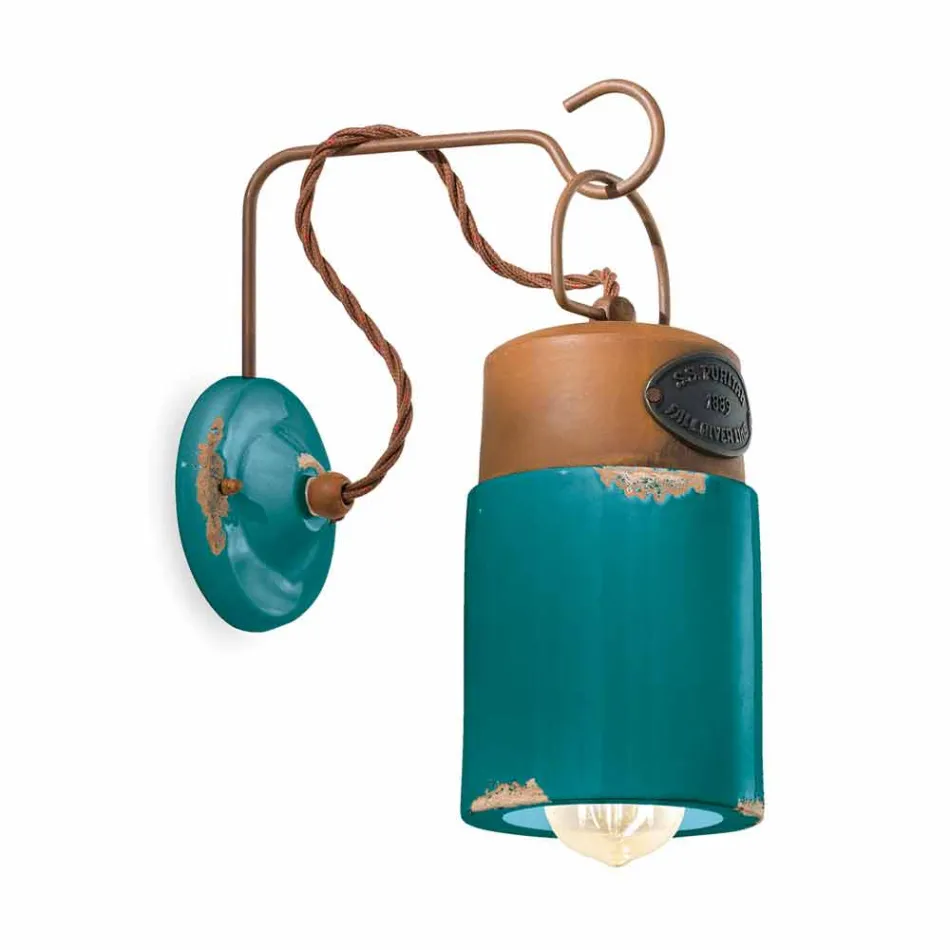 Lampada a parete in ceramica e ferro ruggine Desiree Ferroluce Viadurini