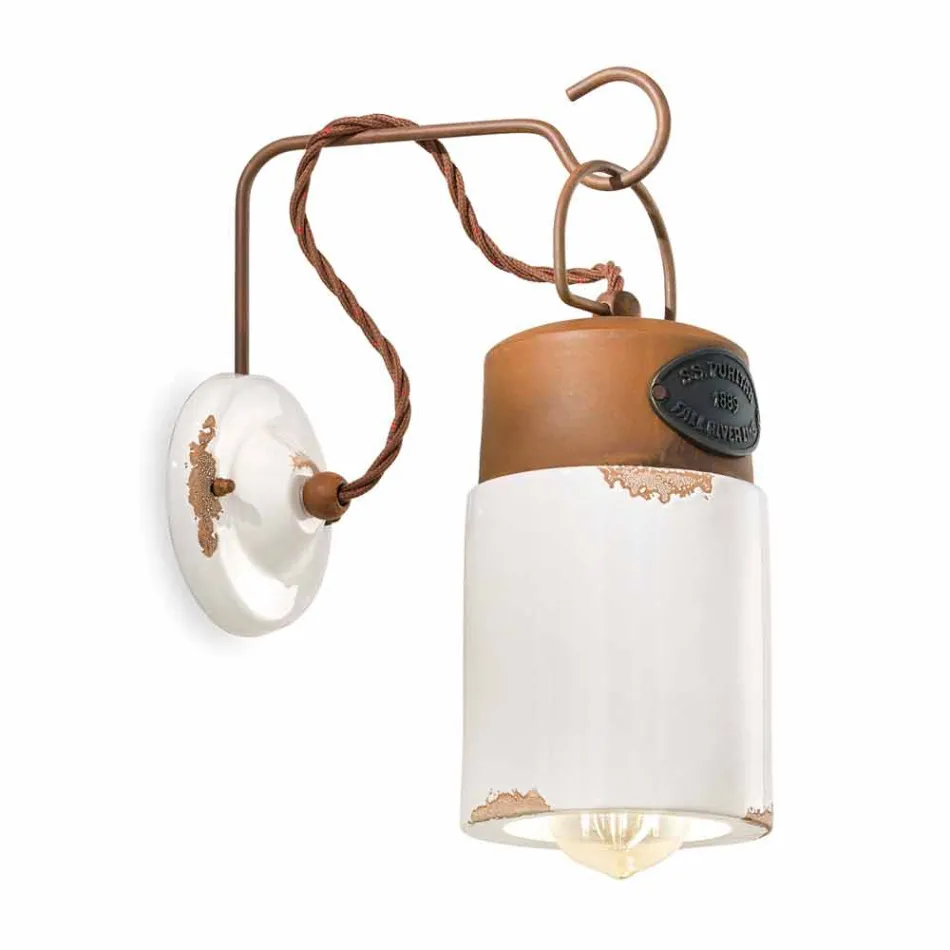 Lampada a parete in ceramica e ferro ruggine Desiree Ferroluce Viadurini