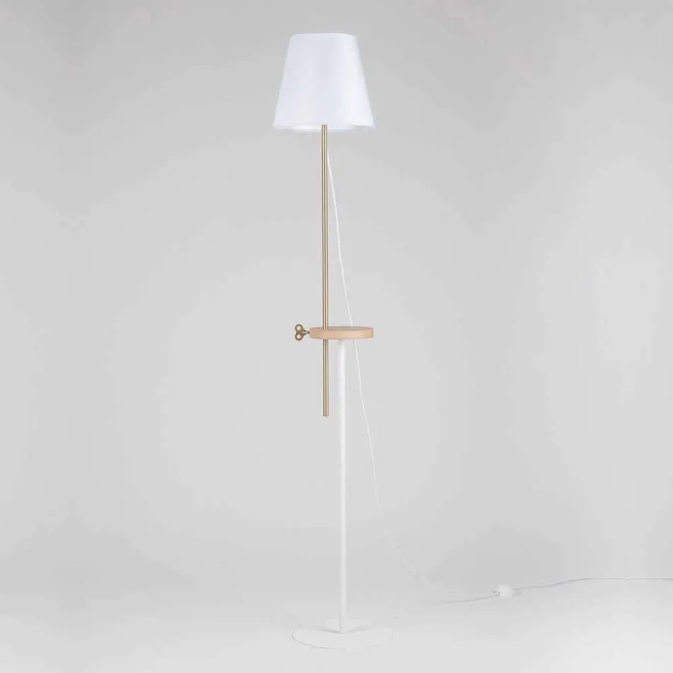 Lampada a Piantana Design in Acciaio, Frassino e Ottone Made in Italy - Pitulla Viadurini